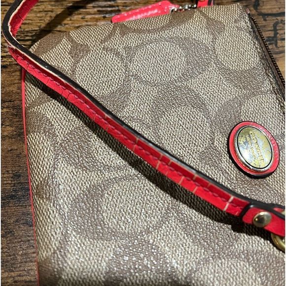 Coach wristlet with coral pink accents - Picture 2 of 6